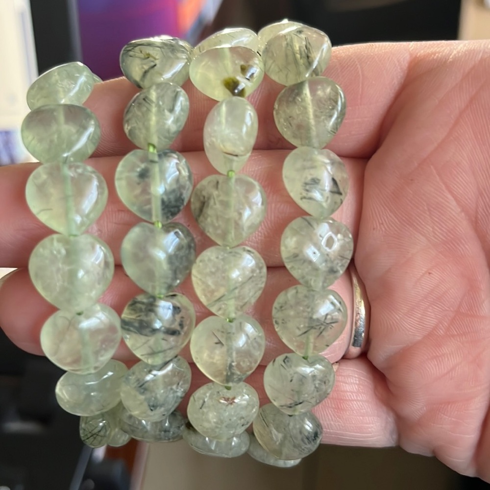 Natural Heart Shaped Prehnite Bracelets